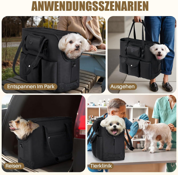 Eyein Hundetasche - Tragbare hundetragetasche mit Taschen & Sicherheitsleine, Atmungsaktive Transpor