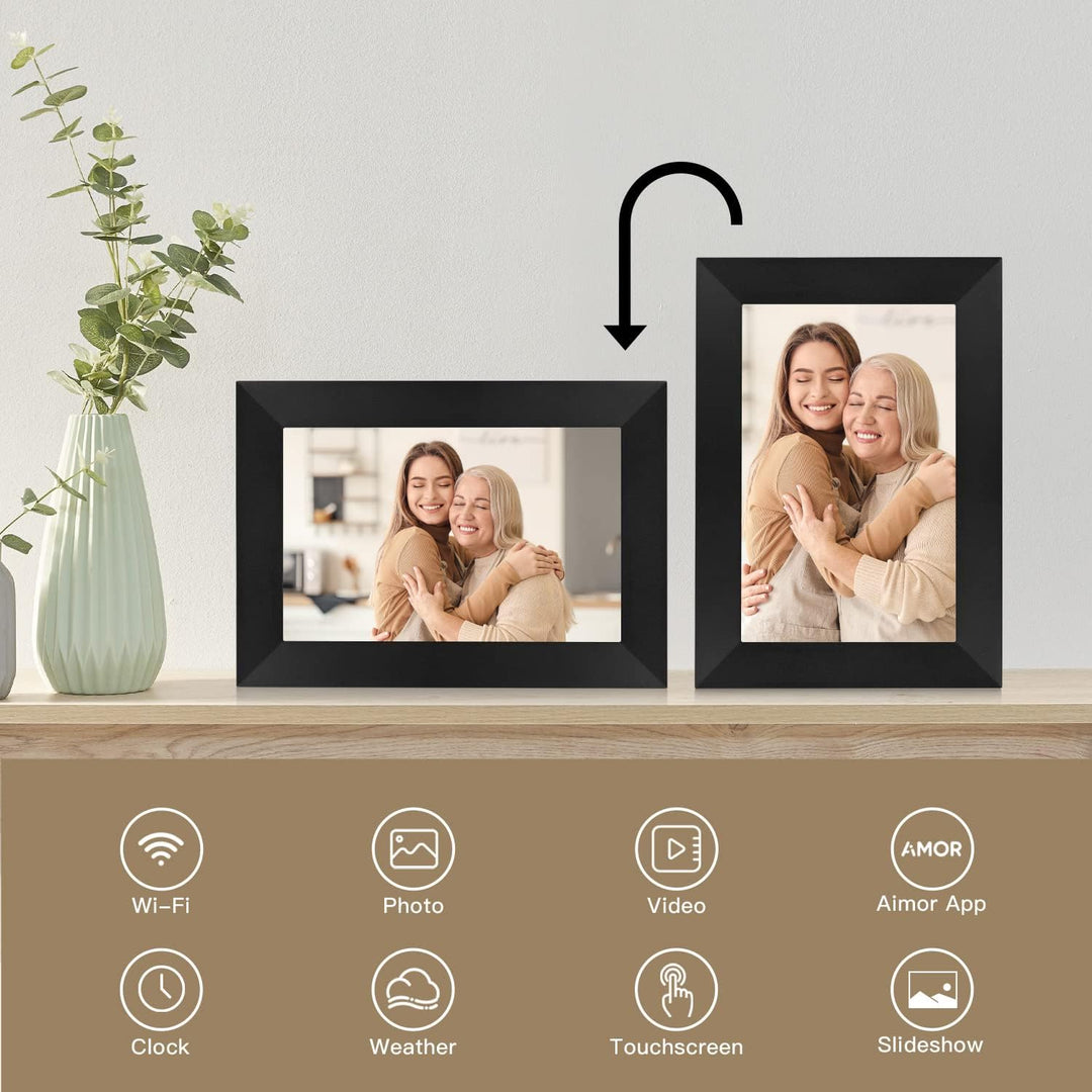 Hyjoy Digitaler Bilderrahmen WLAN 8 Zoll, Smart WiFi Digitale Bilderrahmen mit IPS-Touchscreen HD-Di