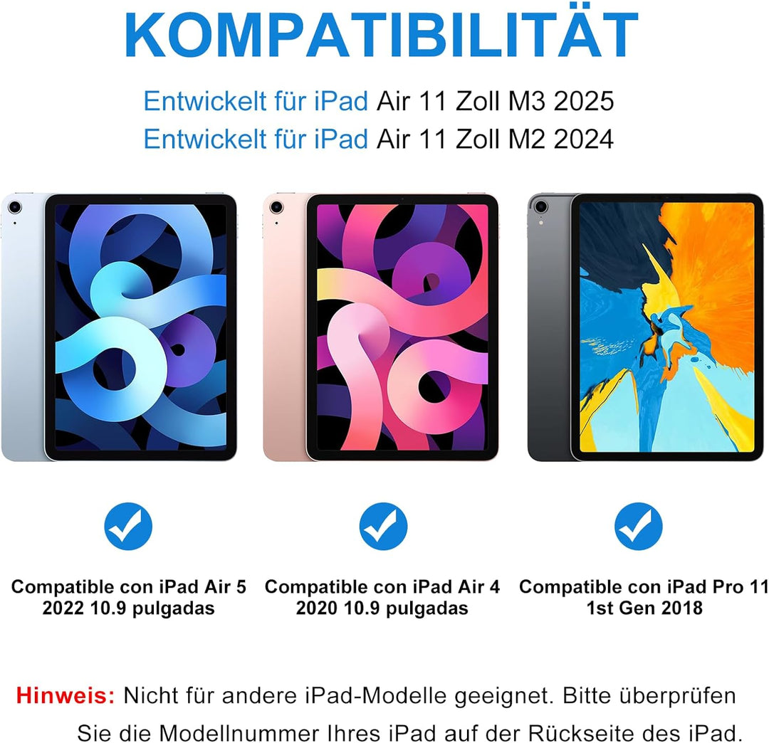 Tastatur Hülle für iPad Air 5 Gen 2022/iPad Air 4 Gen 2020 10.9'', Schutzhülle mit Stifthalter & Aut