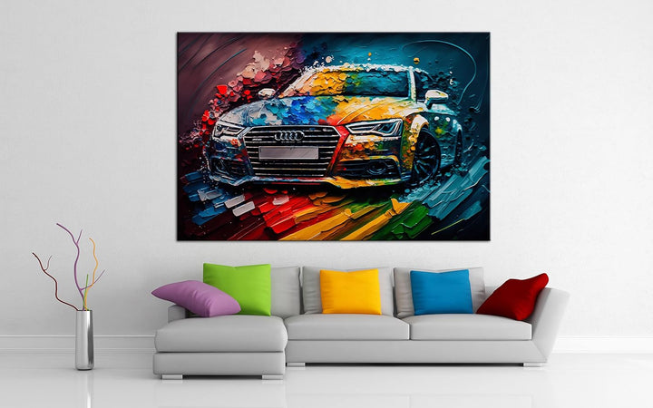 Printonia Leinwand-bild 120x80cm Audi RS Abstrakt Art Sportwagen Automobil Bilder Deko Dekoration Wa