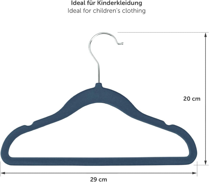 Laleni Kinderkleiderbügel 30 Stück + Samtbezug - platzsparende Kleiderbügel Kinder - 360° drehbare K