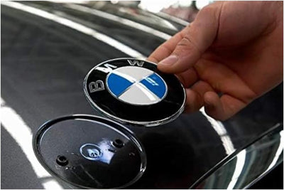 BMW Original Logo für Motorhaube mit Ösen., aus Silber