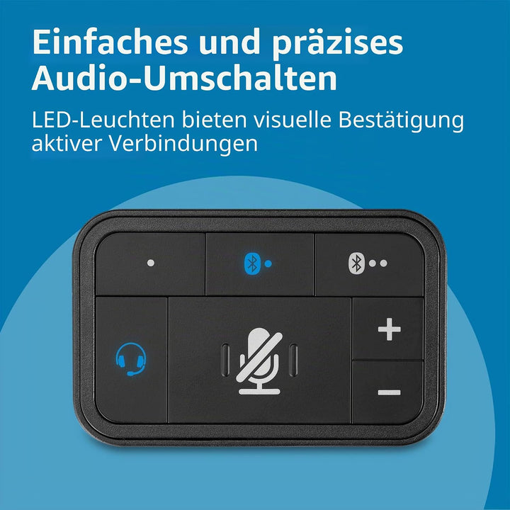 Kensington Universeller 3-in-1 Pro Audio Headset Switch, USB-Stromversorgung, Schnelles Wechseln zwi