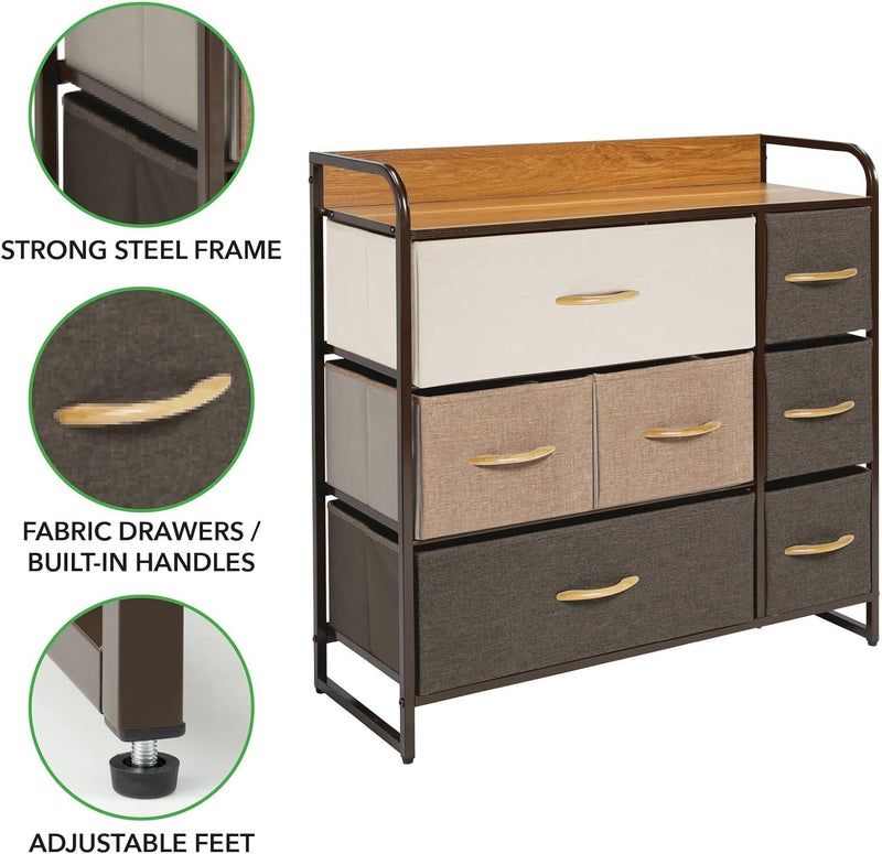 mDesign Kommode mit 7 Schubladen – breiter Schubladenschrank für Schlafzimmer, Wohnzimmer oder Flur