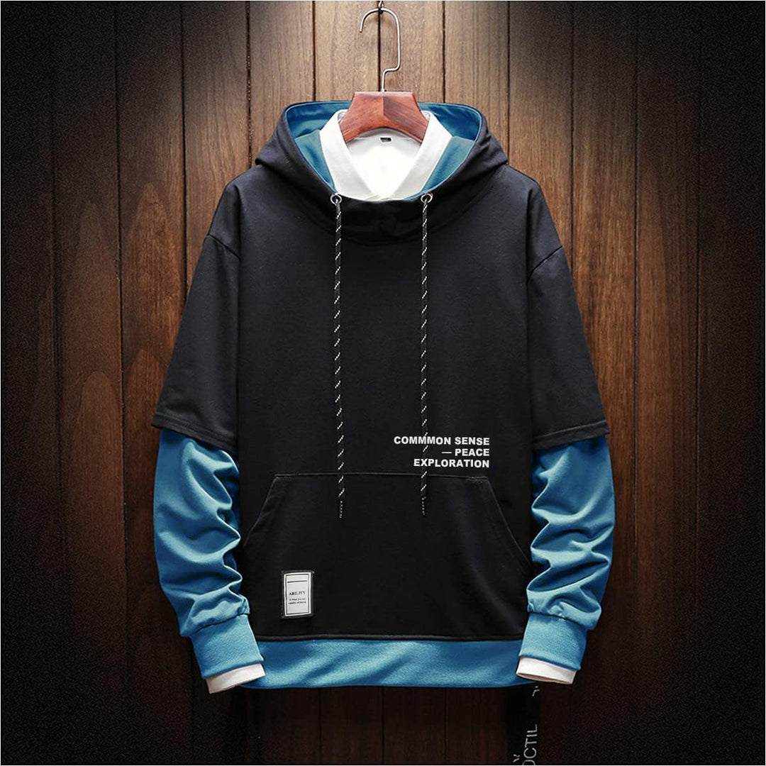 Moshtashio Kapuzenpullover für Herren, Patchwork Hoodie mit Kontrastfarbe Langarm Basic Sweatshirt P