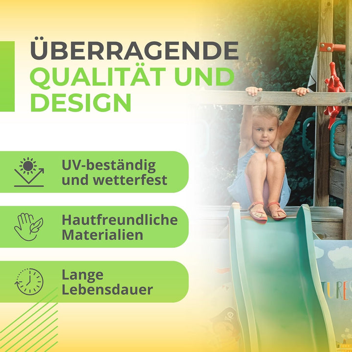Spielturmking Kinderrutsche Wave 1,75 m Wasserrutsche Spielturm Wellenrutsche Gartenrutsche Anbaurut
