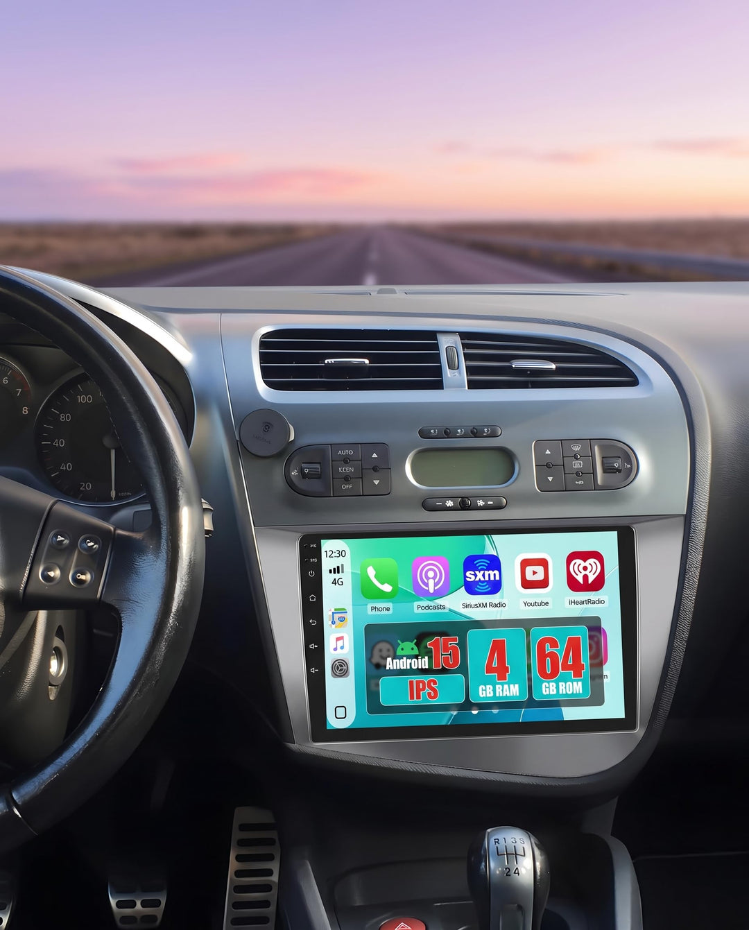 Hikity [4+64GB] Android 15 Autoradio CarPlay Android Auto Wireless für Seat Leon MK2 2005-2012 Radio