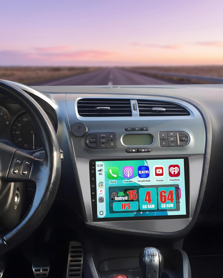 Hikity [4+64GB] Android 15 Autoradio CarPlay Android Auto Wireless für Seat Leon MK2 2005-2012 Radio