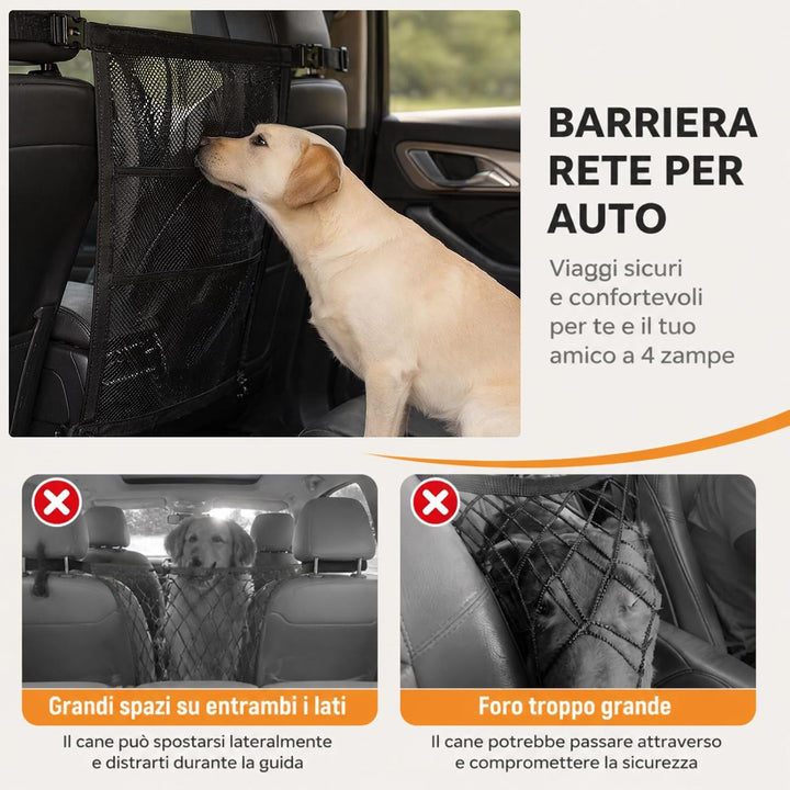 Hundegitter Auto Rückbank mit Aufbewahrungstasche &amp; Verstellbarem Seil | Universal Hundenetz Auto Ve