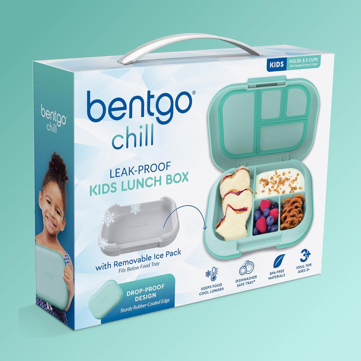 Bentgo® Kids Chill Lunchbox – Bento-Style Lunch-Lösung mit 4 Fächern und herausnehmbarem Eisbeutel f