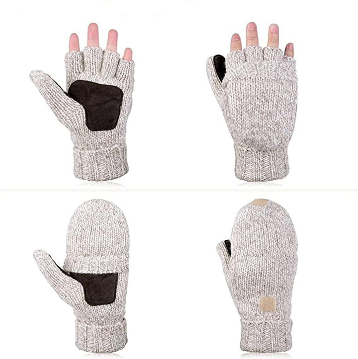 AOKAY Damen Winter Fingerlose Handschuhe Fingerlose Handschuhe Strickhandschuhe mit Klappfinger Vint