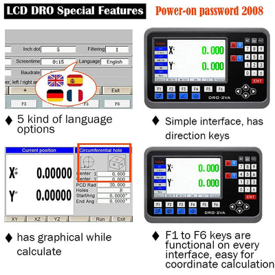 3 Achsen Digitalanzeige-kit 26" 30" 12" Digital Anzeige mit 3 Axis DRO Linear Massstab 650mm+750mm+3