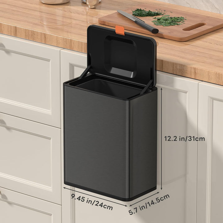 Mbillion Küchenkomposteimer, hängender Mülleimer mit Deckel, 8L/2,1 Gallonen, Edelstahl-Mülleimer fü