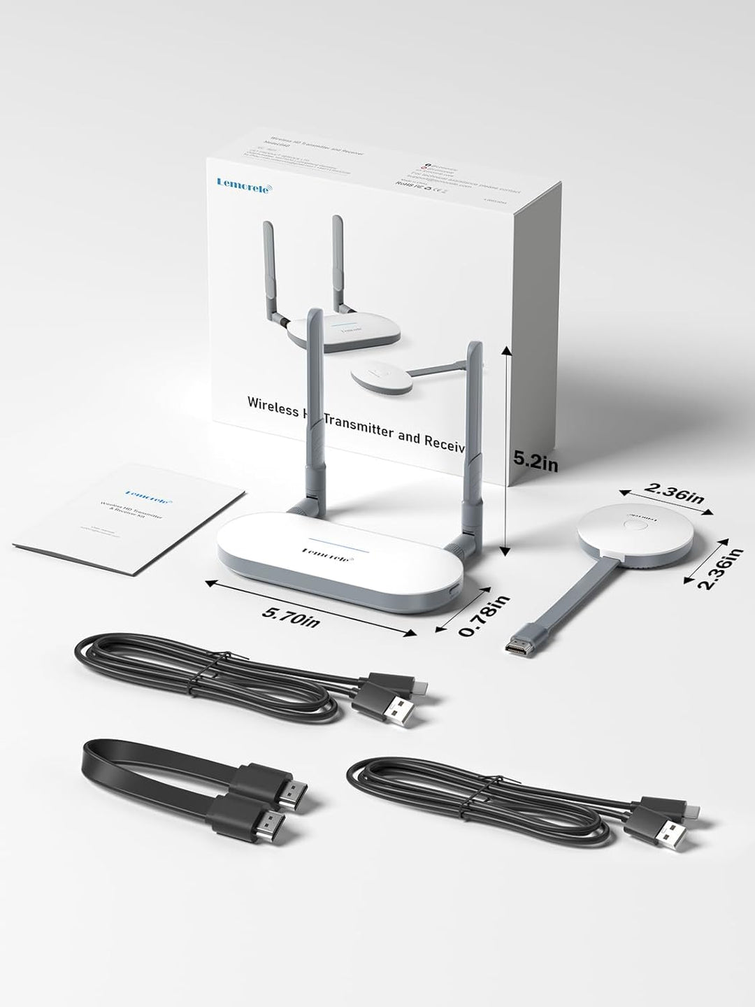 HDMI Wireless Transmitter and Receiver, Lemorele 5G HDMI Funkübertragung, 165FT/50M Wireless Miracas
