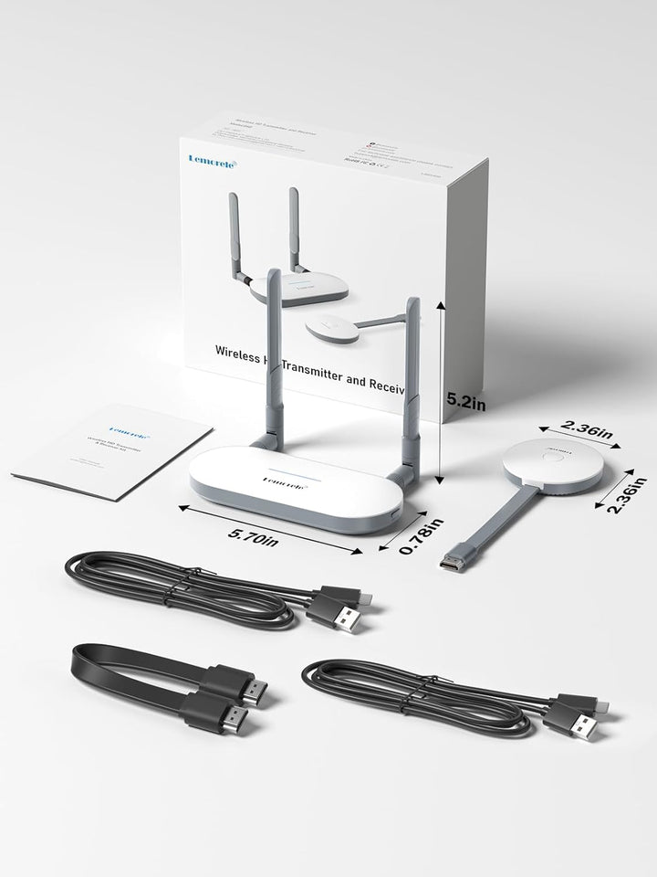 HDMI Wireless Transmitter and Receiver, Lemorele 5G HDMI Funkübertragung, 165FT/50M Wireless Miracas