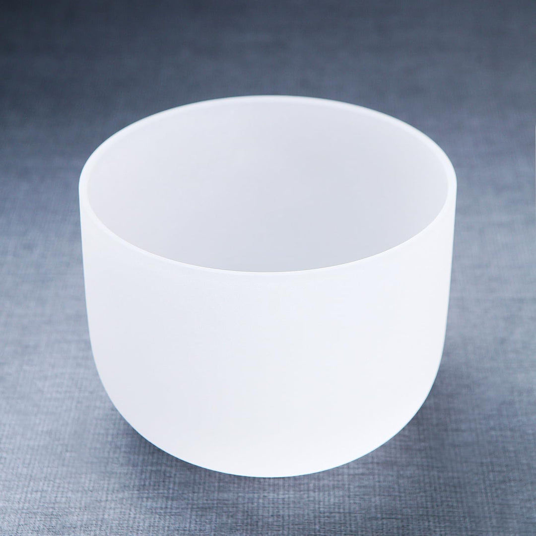 KVKA 432Hz 10 inch Crystal Singing Bowl Klangschalen Chakra for Yoga Sound Healing (White, B note)