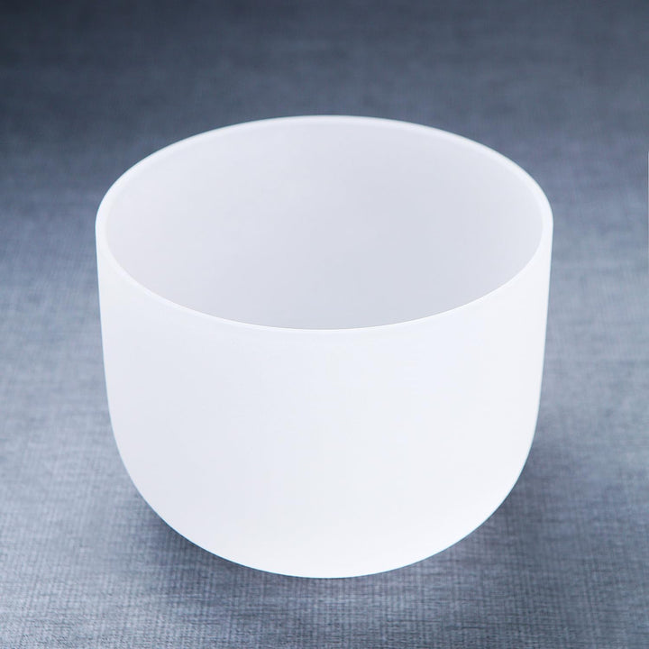 KVKA 432Hz 10 inch Crystal Singing Bowl Klangschalen Chakra for Yoga Sound Healing (White, B note)