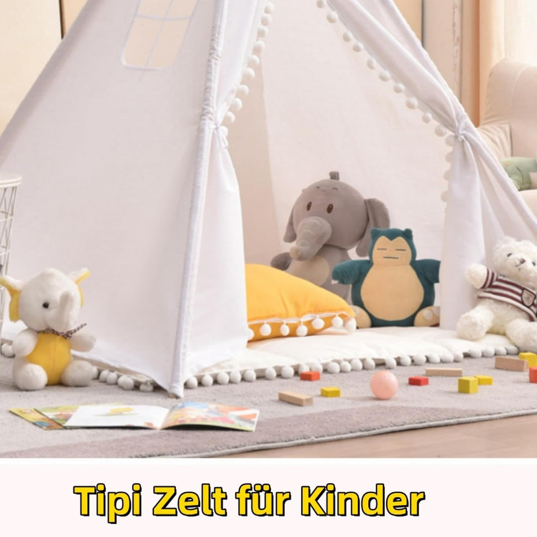 Tipi Zelt für Kinder, 1.35 m Kindertipi Spielzelt, Zelt Kinderzimmer Deko, Indoor Spielzimmer für Mä