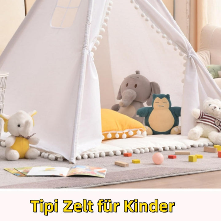Tipi Zelt für Kinder, 1.35 m Kindertipi Spielzelt, Zelt Kinderzimmer Deko, Indoor Spielzimmer für Mä