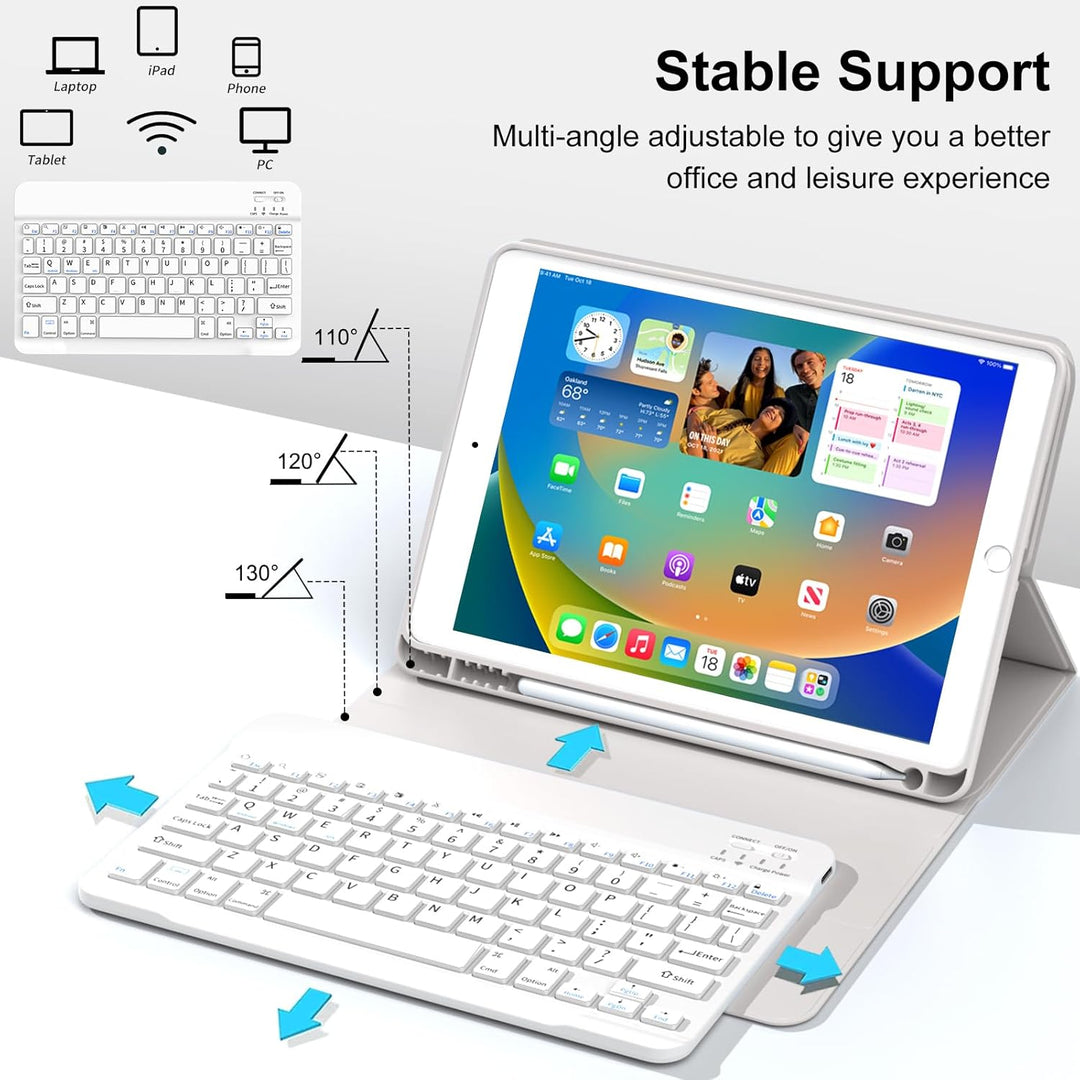 JKSML Tastatur Hülle für iPad 9.Gen/iPad 8.Gen/iPad 7.Gen (2021/2020/ 2019) mit Pencil Halter, Soft