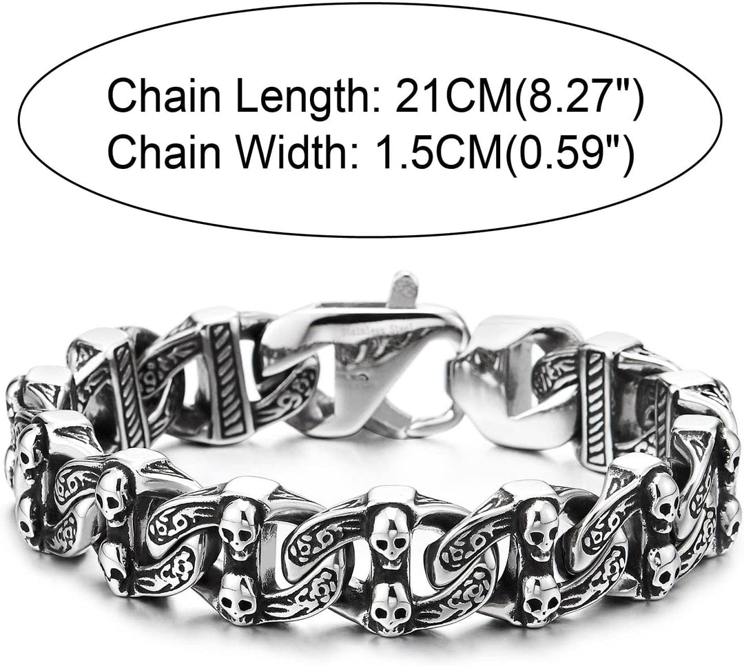COOLSTEELANDBEYOND Gothic Vintage Anker Marinekette mit Schädeln Edelstahl Armband für Herren Rauhe