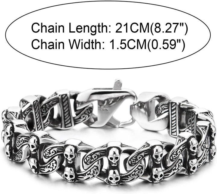 COOLSTEELANDBEYOND Gothic Vintage Anker Marinekette mit Schädeln Edelstahl Armband für Herren Rauhe