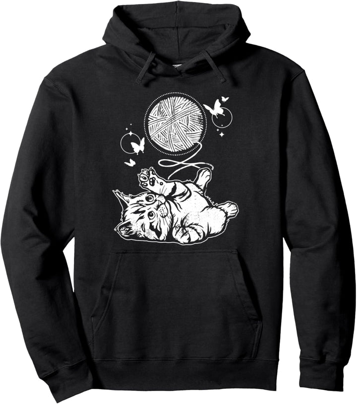 Kätzchen mit Strickknäuel Pullover Hoodie