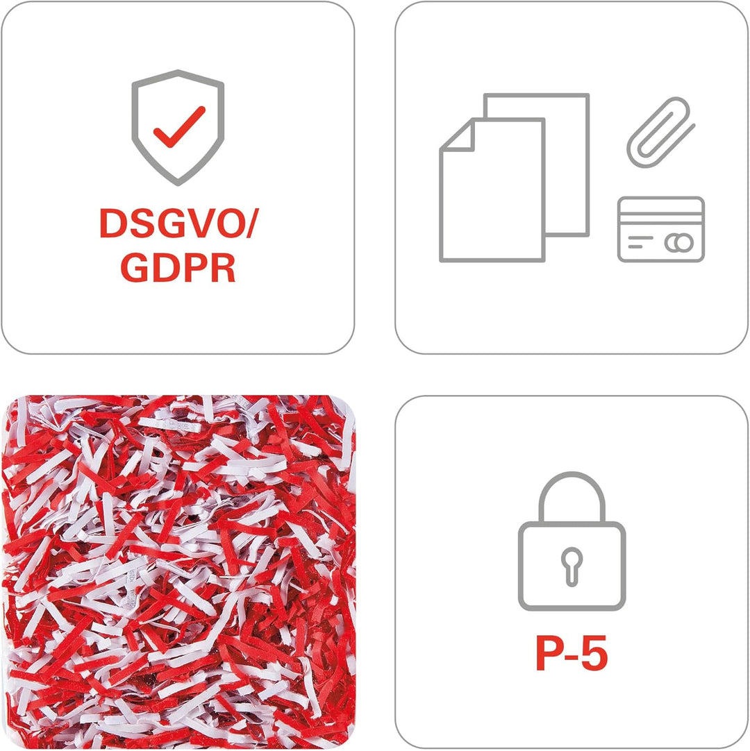 Aktenvernichter HSM SECURIO B22, Sicherheitsstufe P-5, 9 Blatt (Partikelschnitt), 1,9 x 15 mm, weiss