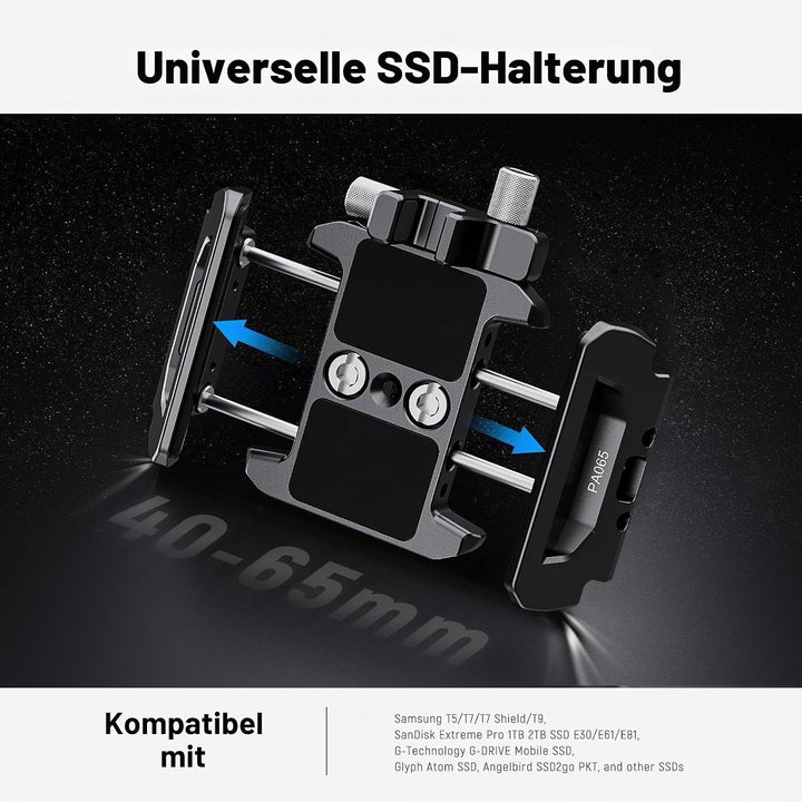 NEEWER SSD Halterung 40-65mm, Schnellverschluss, SSD Halter mit Kabelklemme, kompatibel mit SmallRig