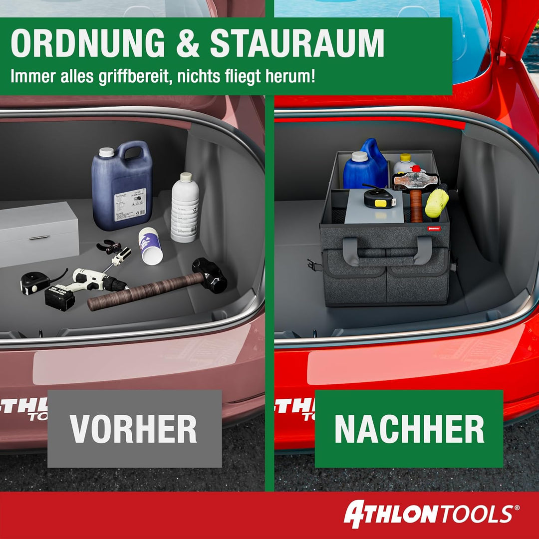 ATHLON TOOLS Kofferraum-Organizer XXL – faltbare Kofferraum-Tasche, rutschfest, verstärkt, stabil mi