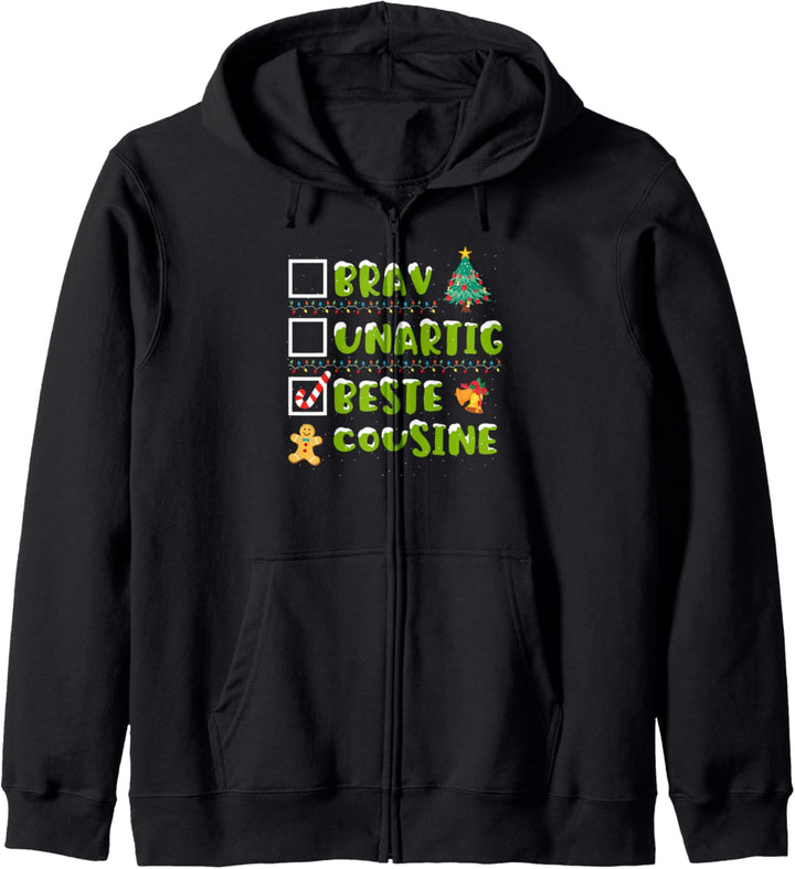 Lustiges Brav, Unartig, Beste Cousine Weihnachten Geschenk Kapuzenjacke