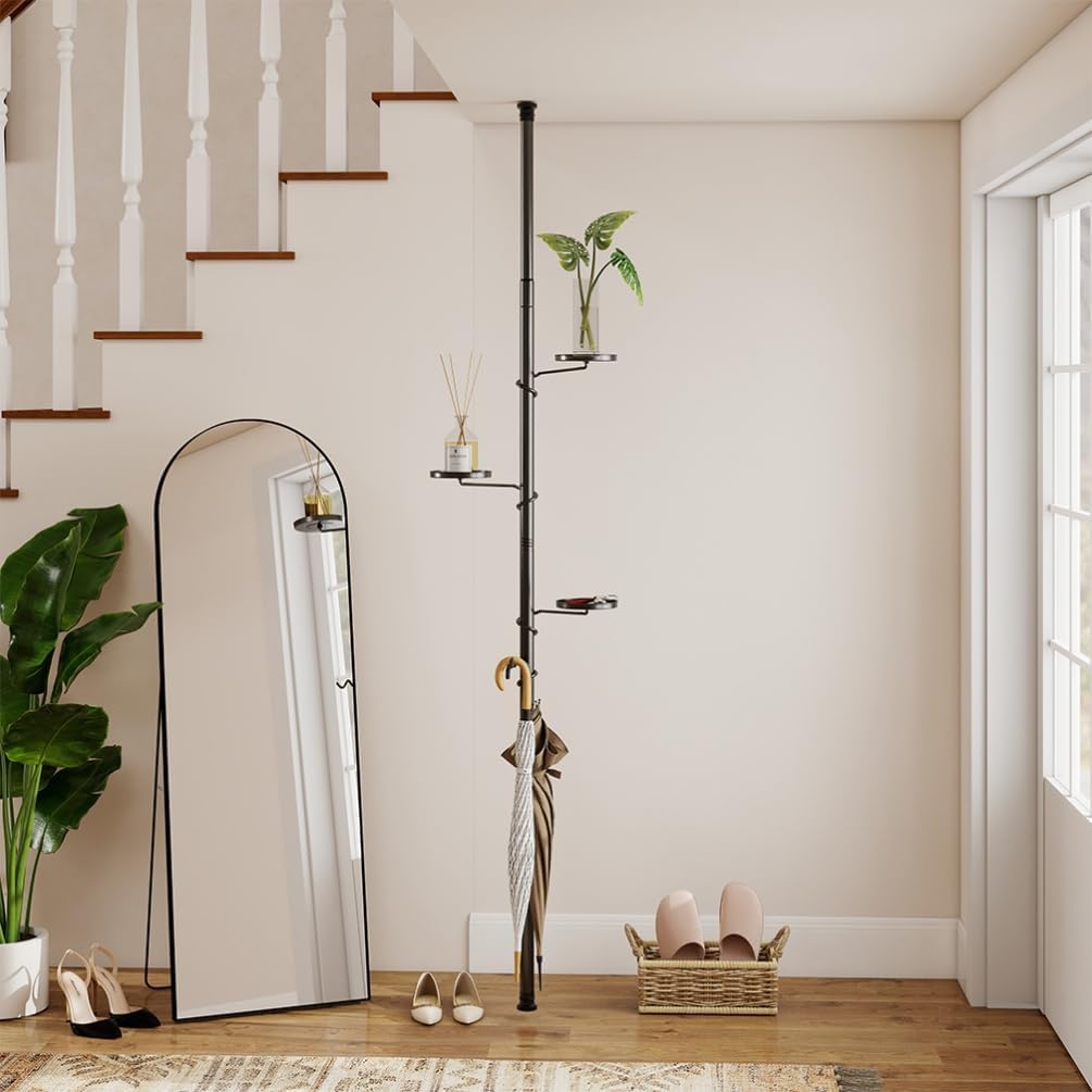 BAOYOUNI 4 Ebenen Teleskop Blumenregal, Pflanzenständer Indoor aus Kohlenstoffstahl, Höhenverstellba