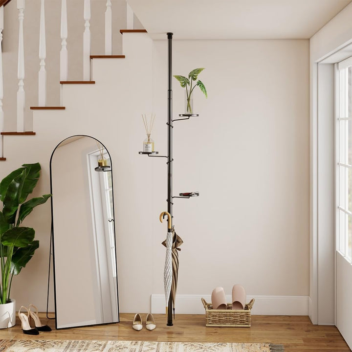 BAOYOUNI 4 Ebenen Teleskop Blumenregal, Pflanzenständer Indoor aus Kohlenstoffstahl, Höhenverstellba