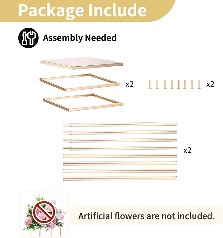 Nuptio Gold Vase für Hochzeitsdekorationen 2 Stück 60cm Hoch Blumenständer Metallbodenvasen Geometri