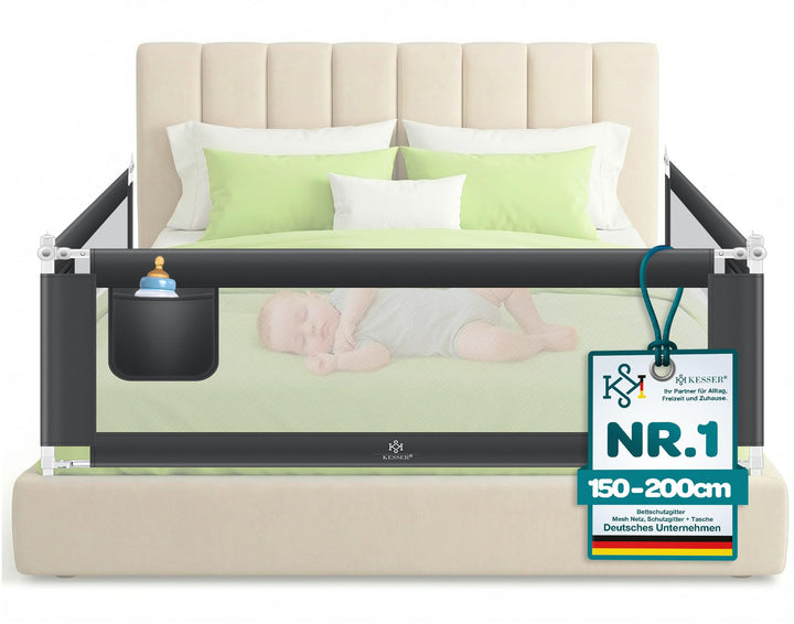 KESSER® Bettgitter 200cm Bettschutzgitter Kinderbettgitter für Kinder Babybettgitter Klappbar, Kinde