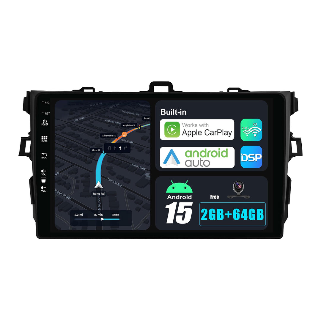 JOYX Android 15 IPS Autoradio Passt für Toyota Corolla E140 E150 (2006-2013) - Eingebautes CarPlay A