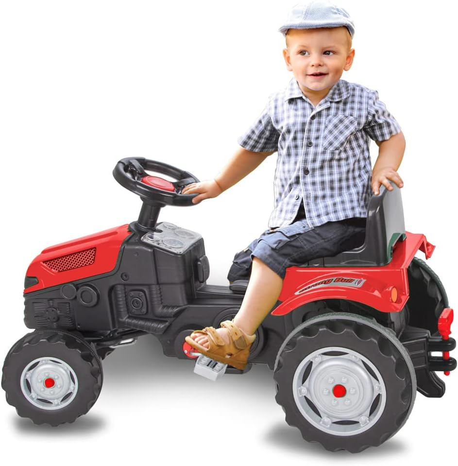 Trettraktor Strong Bull – Kippschutz, Antrieb durch Treten der Pedale, leichtgängiges Lenkradsystem,