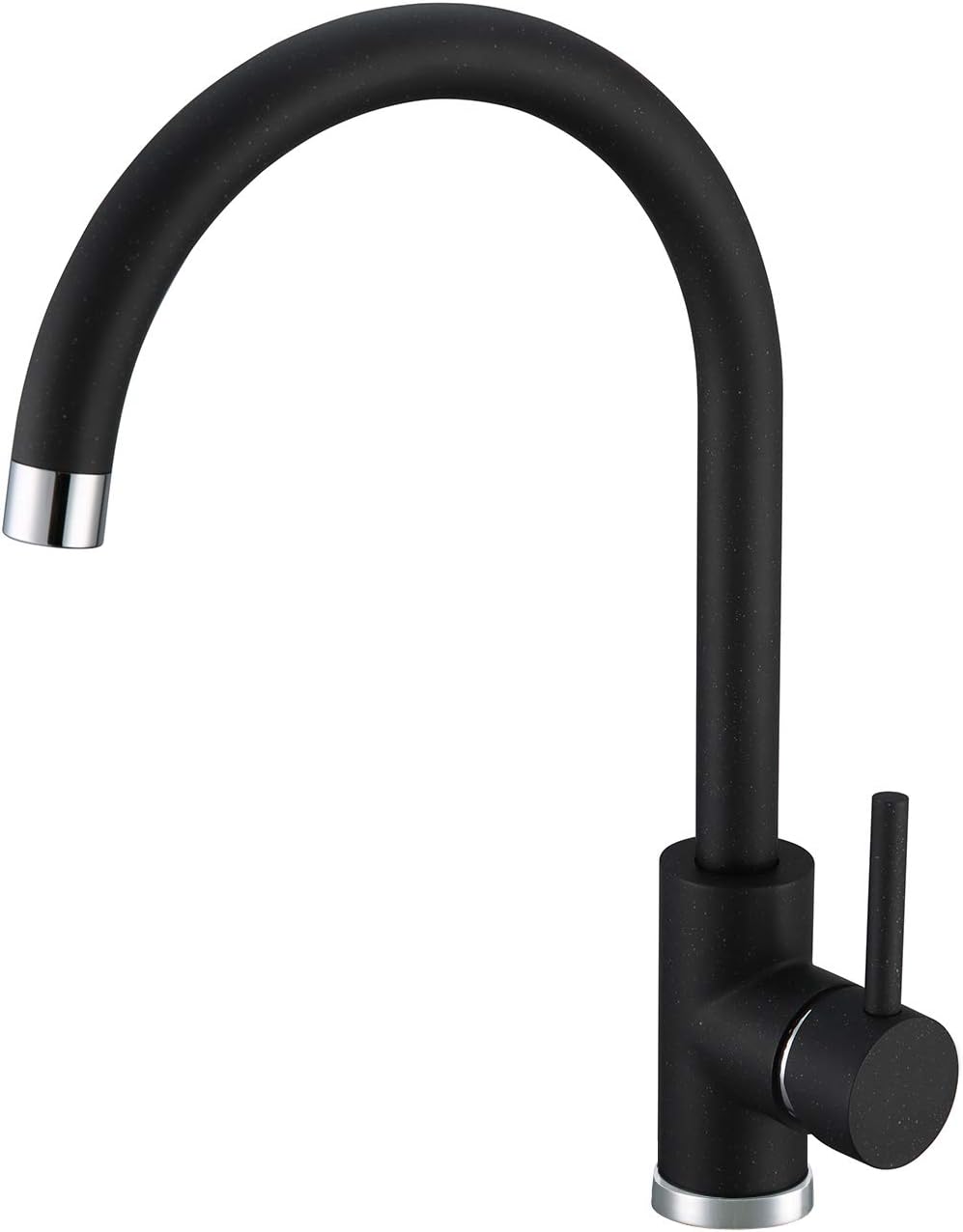 VBChome Spüle Schwarz 75 x 42 cm mit Spültischarmatur Granit Einzelbecken Einbauspüle gesprenkelt re