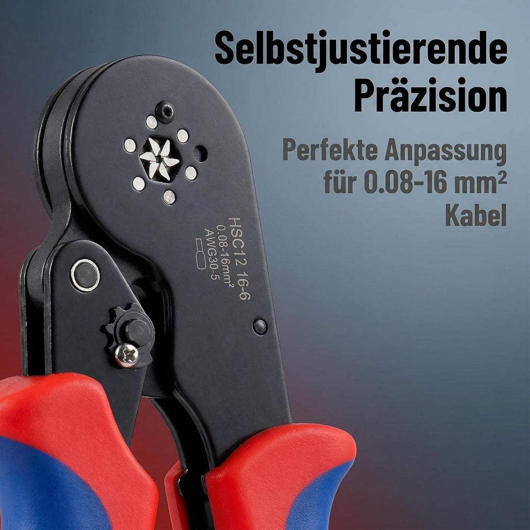 Crimpzangen-Set, Aderendhülsenzange 0,08–16 mm², Crimpzange Selbsteinstellend mit 1500 Aderendhülsen