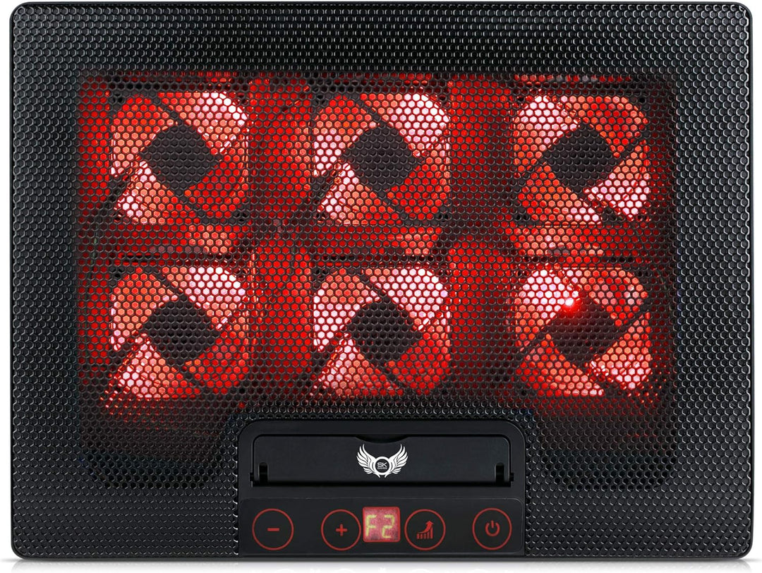 skgames Notebook Laptop Kühler Gamer Ständer Unterlage für 10-17 Zoll, 6 x LED Lüfter, LCD Lüfterste