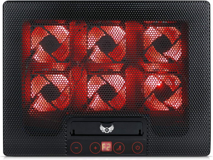 skgames Notebook Laptop Kühler Gamer Ständer Unterlage für 10-17 Zoll, 6 x LED Lüfter, LCD Lüfterste