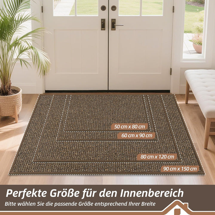 BEQHAUSE Fussmatte Innen, rutschfest und Waschbar, 90 x 150 cm, Braun 90 x 150 cm (Rechteckig) Braun