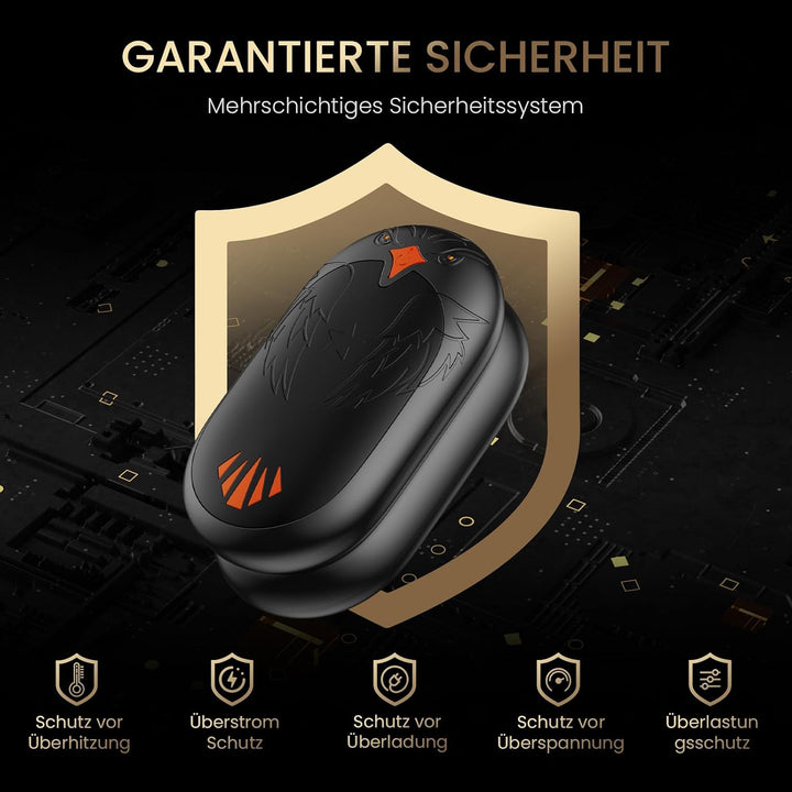 Handwärmer Wiederaufladbar 2 Pack, Elektrische Tragbare Taschenwärmer 2 in 1 Handwärmer mit 3 Heizmo