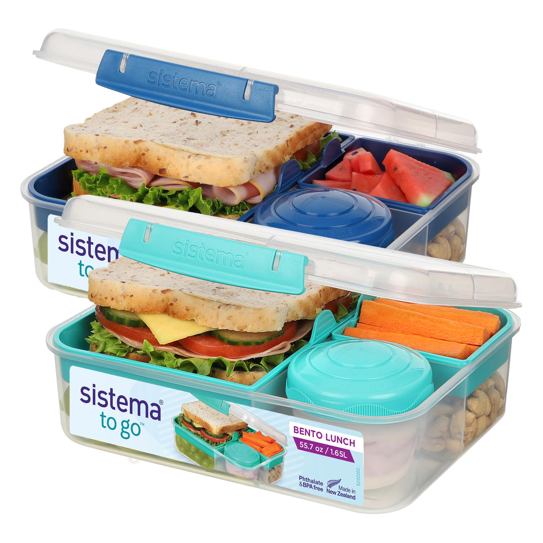 Sistema TO GO Bento-Box Cubes | 1,65 L | Brotdose für Pause mit Fächern und Snackbox | BPA-frei | 2