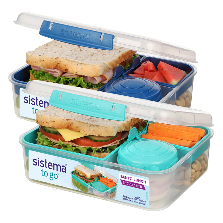 Sistema TO GO Bento-Box Cubes | 1,65 L | Brotdose für Pause mit Fächern und Snackbox | BPA-frei | 2