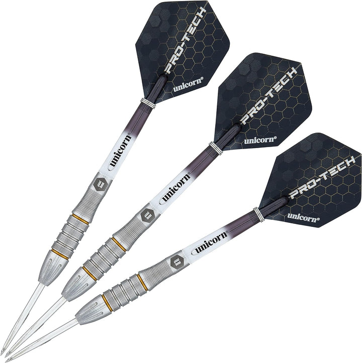 Unicorn Dartpfeile Set | Pro-Tech Style | 90% natürliche Wolfram Barrels mit goldenen Akzenten & Vol