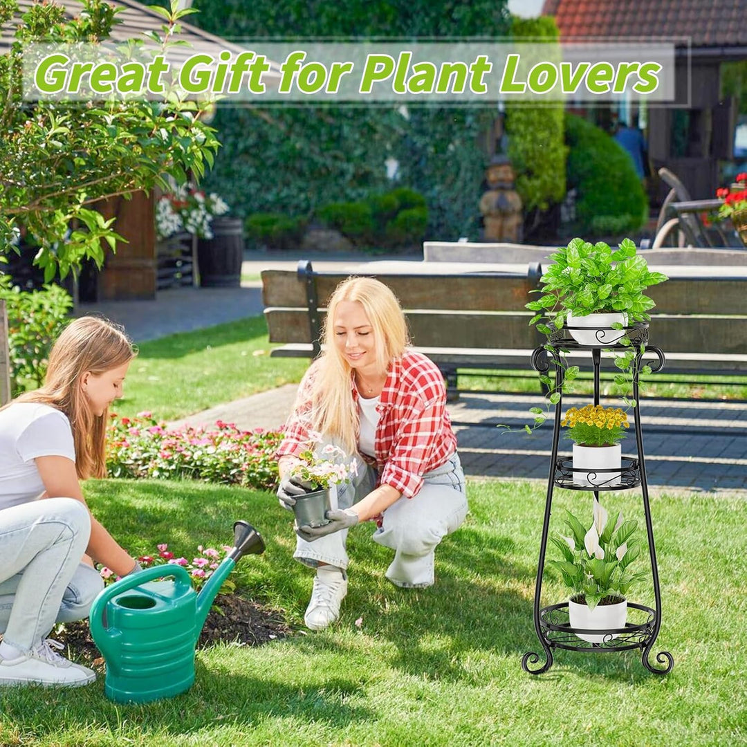JC-Houser 3 Etagen Blumenständer Pflanzenständer Metall, 87cm Hoch Blumenregal Pflanzenregal, Rostfr