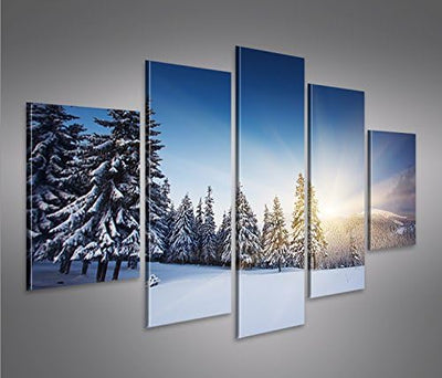 islandburner Bild Bilder auf Leinwand Winterlandschaft Alpen Berge Schnee MF XXL Poster Leinwandbild