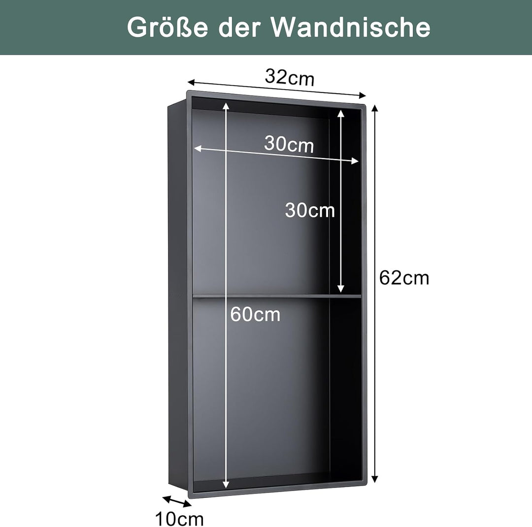 Wandnische Dusche Edelstahl 304, Keine Fliesen Erforderlich, Eingebettet Duschnische 60 x 30 x 10 cm