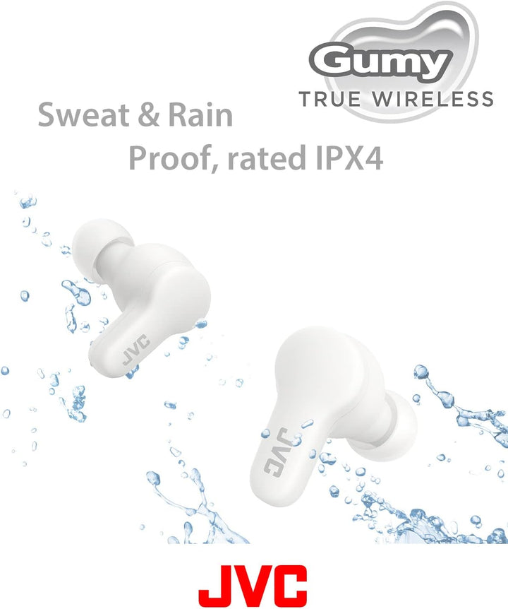 JVC HA-Z77T-W Gumy True Wireless Kopfhörer mit weichen Elastomer Ohrstöpseln, 3 Sound-Modi, Bluetoot